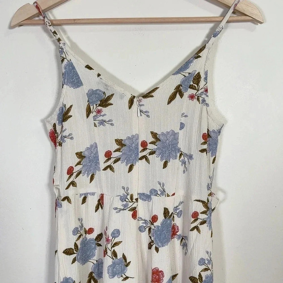 American Eagle White  Floral Wrap Front Wide Leg Jumpsuit - Picture 10 of 14